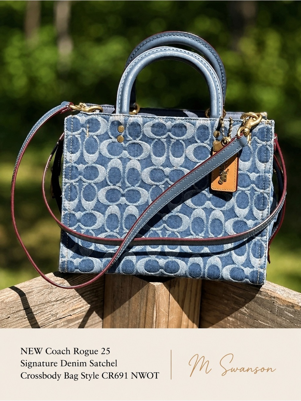 NEW Coach Rogue 25 Signature Denim Satchel Crossbody Bag Style CR691 NWOT